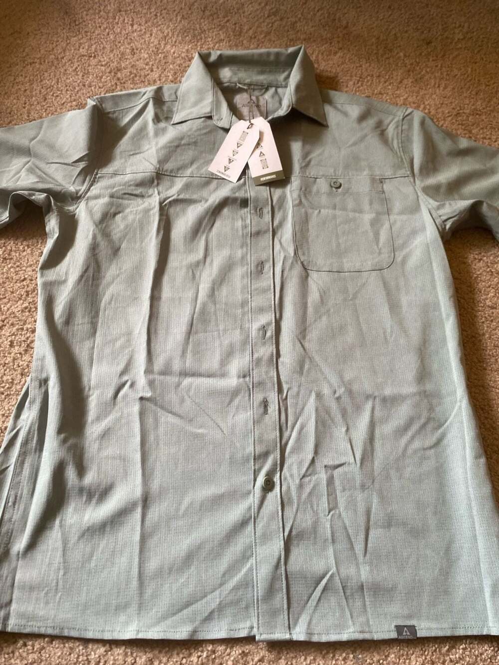 Ascend Zephyr Performance Short Sleeve Shirt Size M Chinois Green